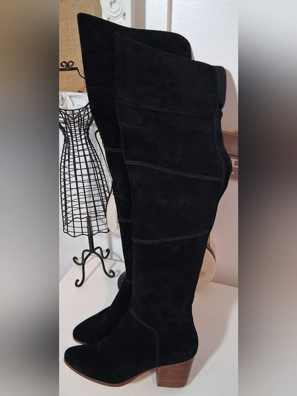 Sole Society Black Over-the-Knee Suede Boots Sz 8.5M NWOB